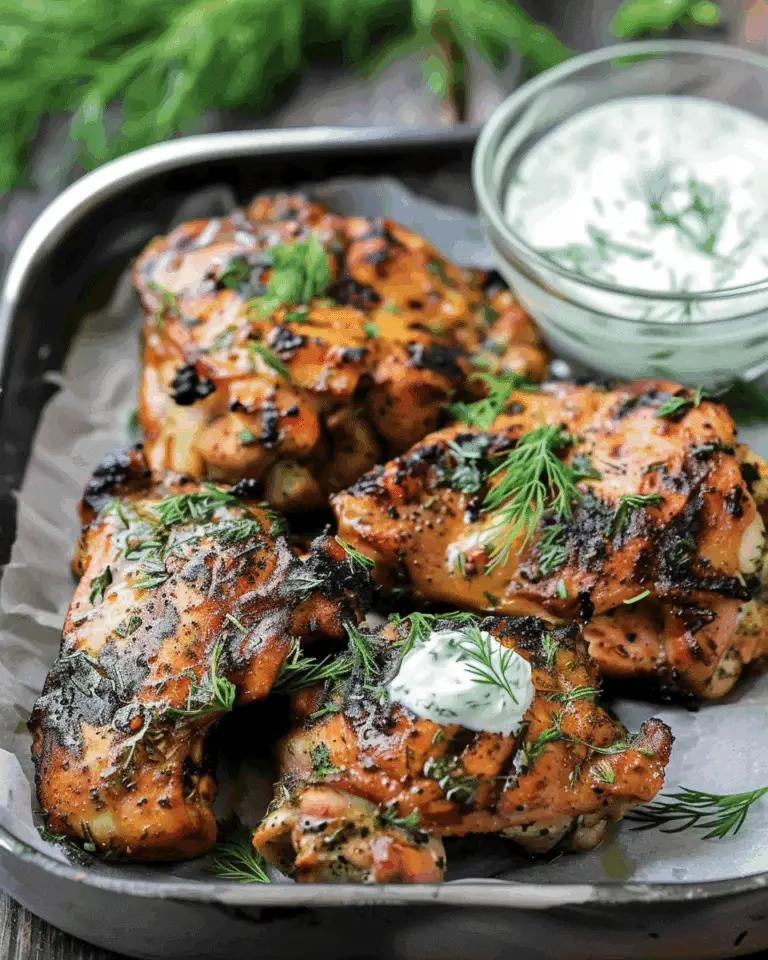 Mediterranean Grilled Chicken Thighs with Dill Yogurt Sauce