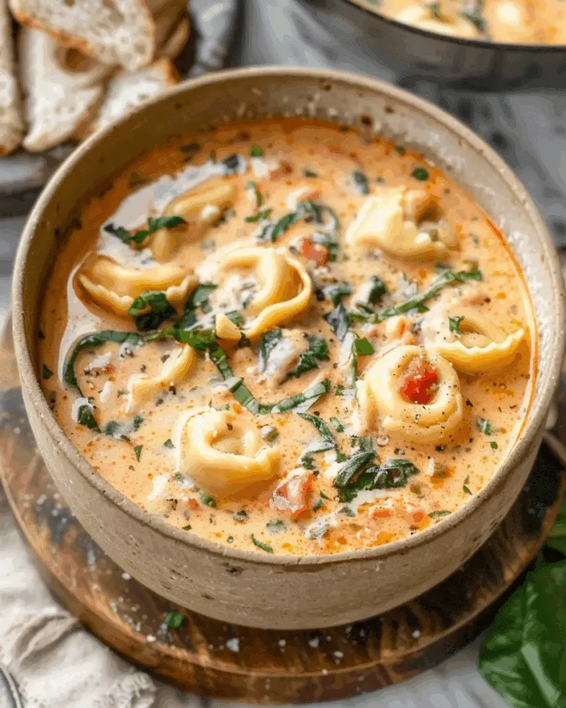 Creamy Tomato and Spinach Tortellini Soup