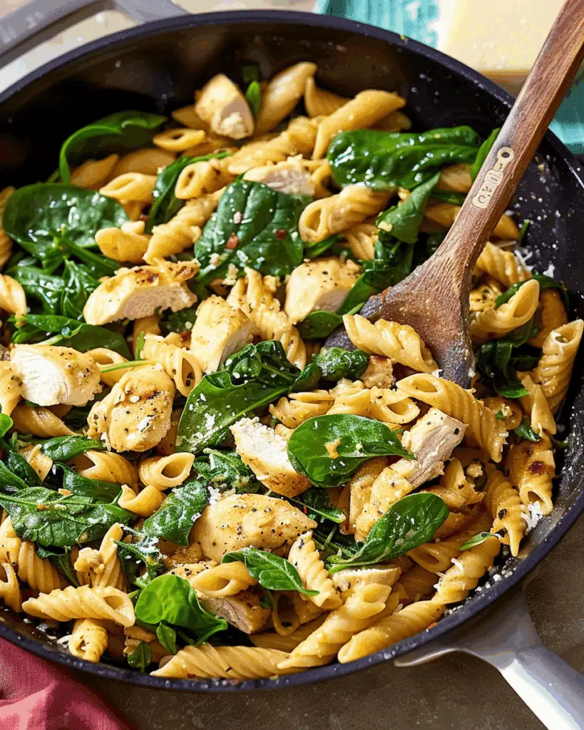 Chicken & Spinach Skillet Pasta with Lemon & Parmesan