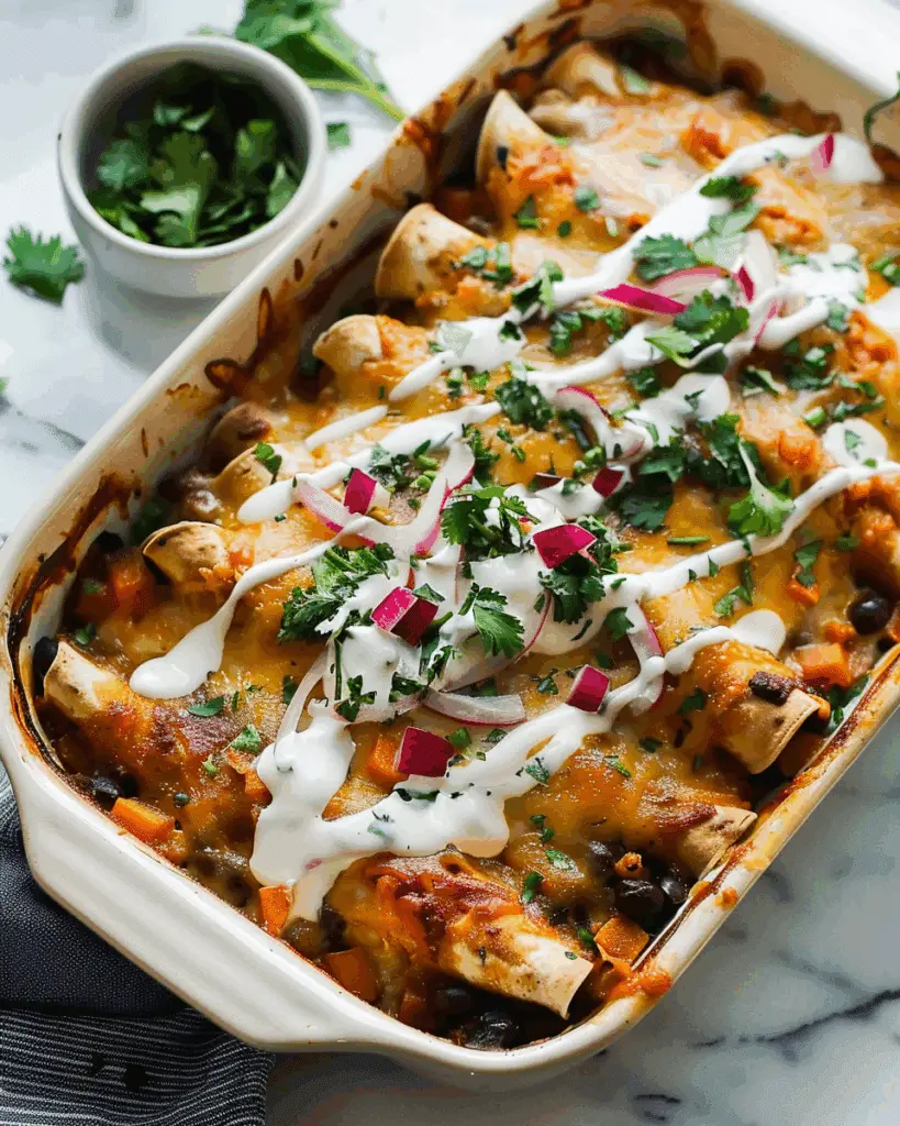 Black Bean Sweet Potato Enchiladas