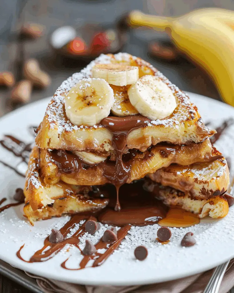 Chocolate Peanut Butter Banana Stuffed French Toast