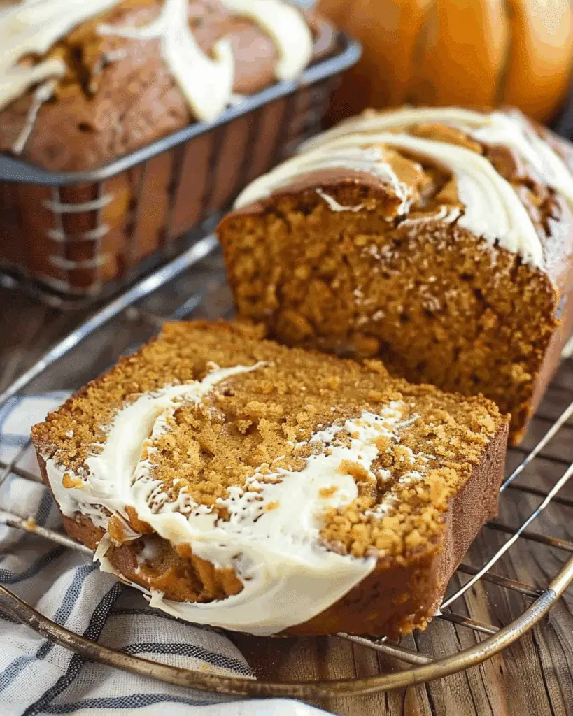 Pumpkin Bread with Cream Cheese Swirl