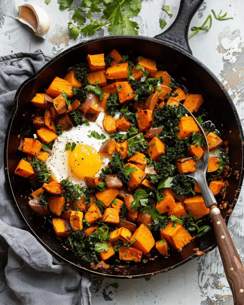 Skillet Sweet Potato Kale Hash