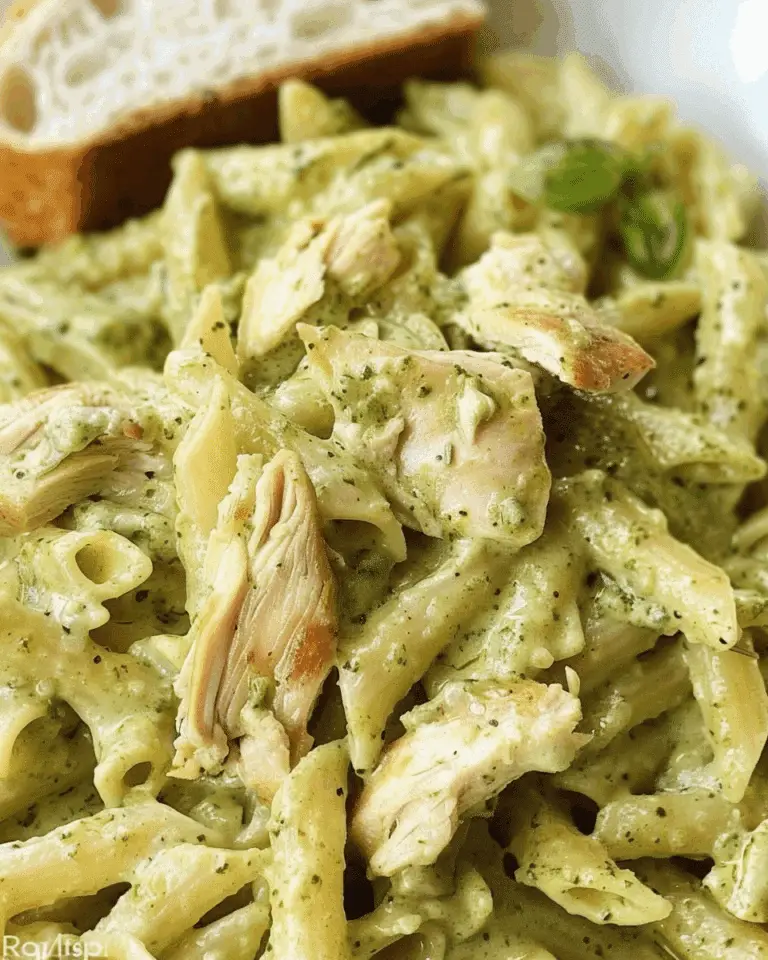 Creamy Pesto Pasta with Cheesy Chicken and Garlic Bread