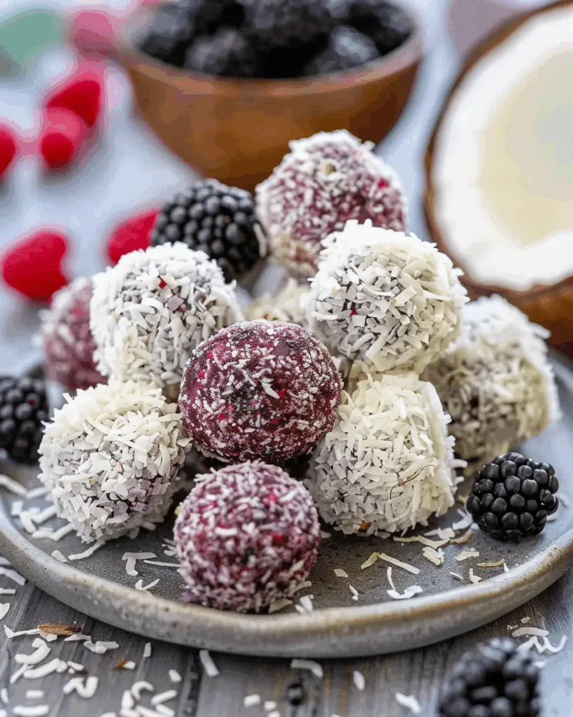 Berry Coconut Protein Bliss Balls