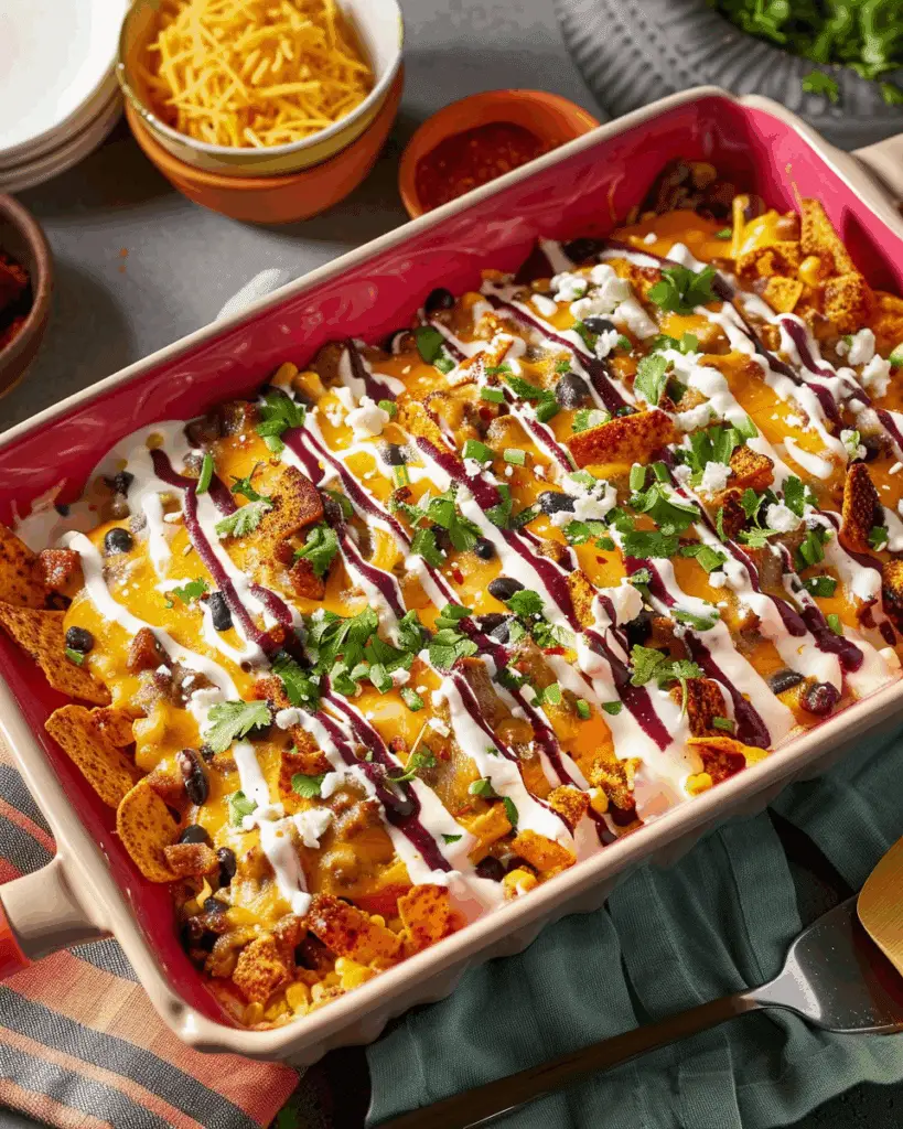 Crunchy Tex‑Mex Casserole with Spicy Ranch Drizzle