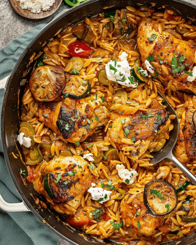 Greek‑Style Baked Chicken & Orzo