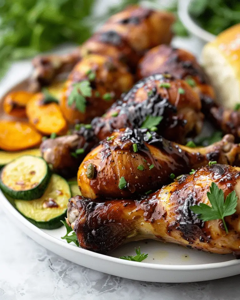Honey‑Glazed Drumsticks with Garlic Butter Veggies & Soft Roll