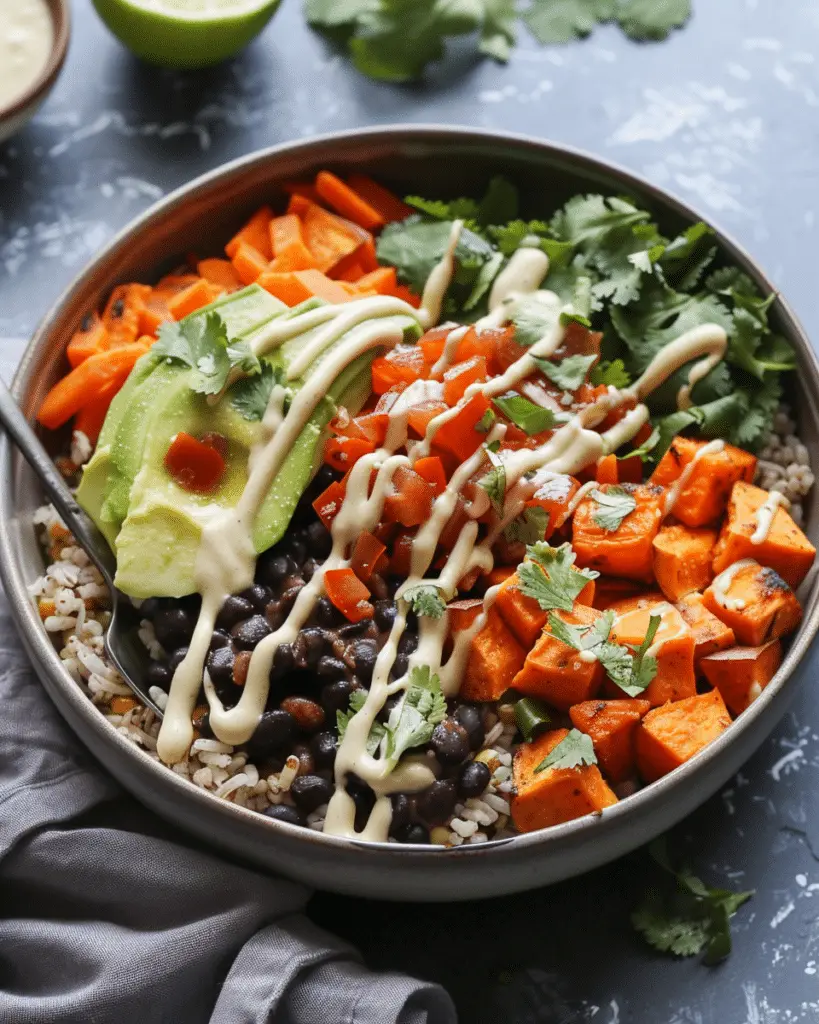 Easy Sweet Potato and Black Bean Burrito Bowls