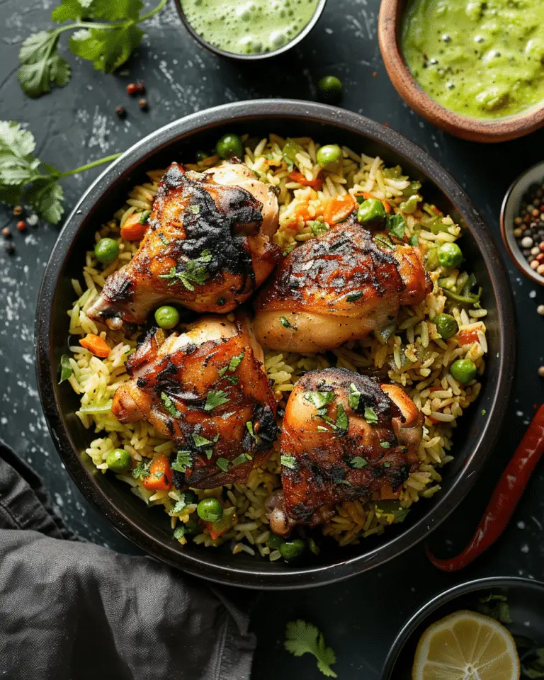 Best Peruvian Chicken & Rice with Green Sauce