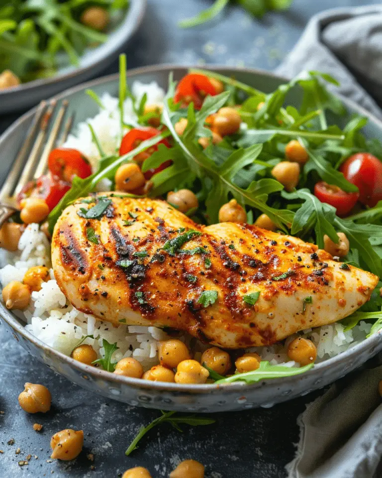 Chicken with Spicy Chickpeas and Arugula