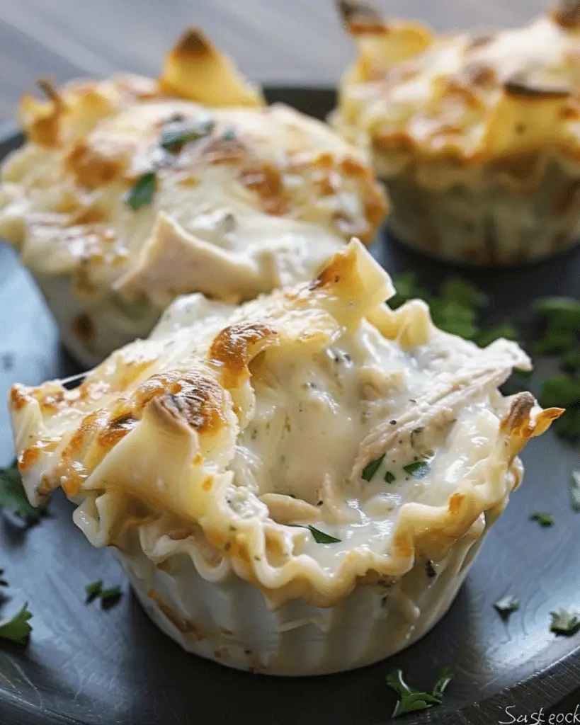Chicken Alfredo Lasagna Cups