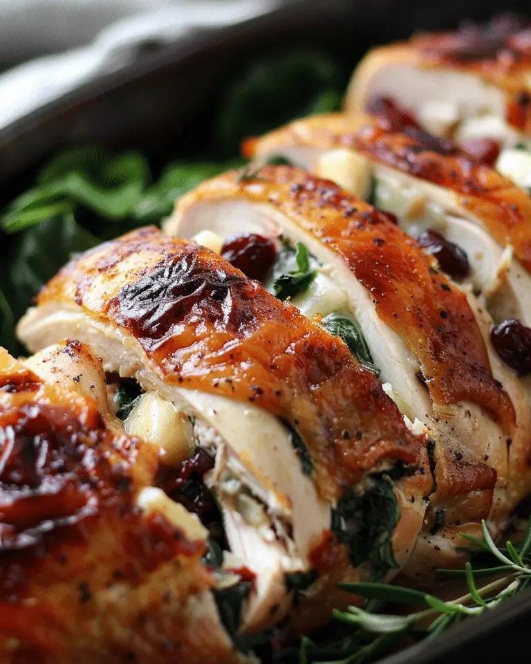 Chicken Stuffed with Brie, Spinach, and Cranberries