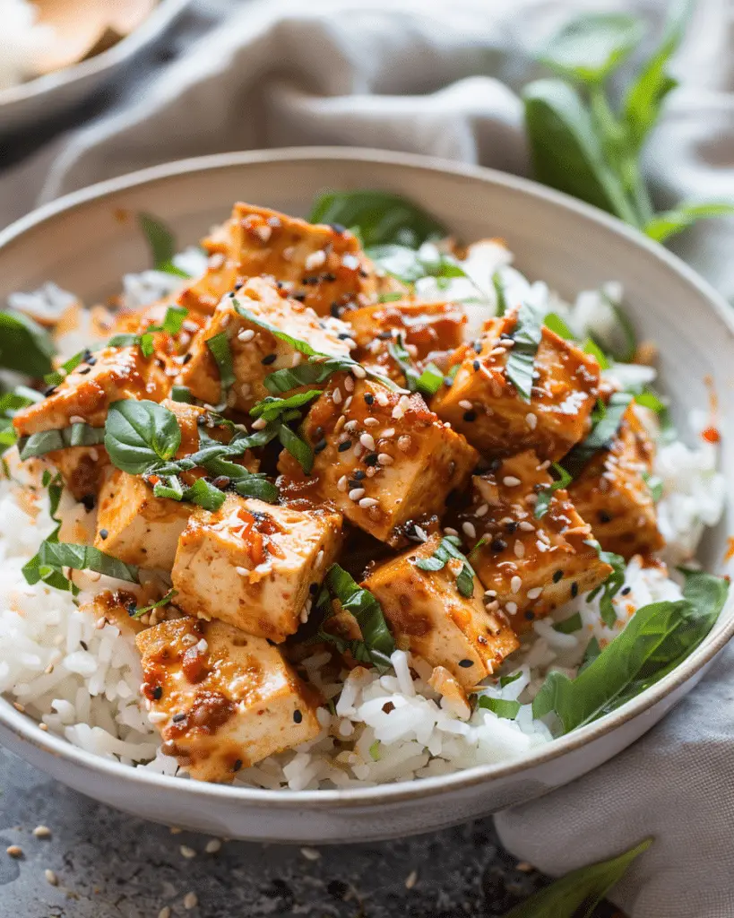 Spicy Tofu with Creamy Coconut Sauce