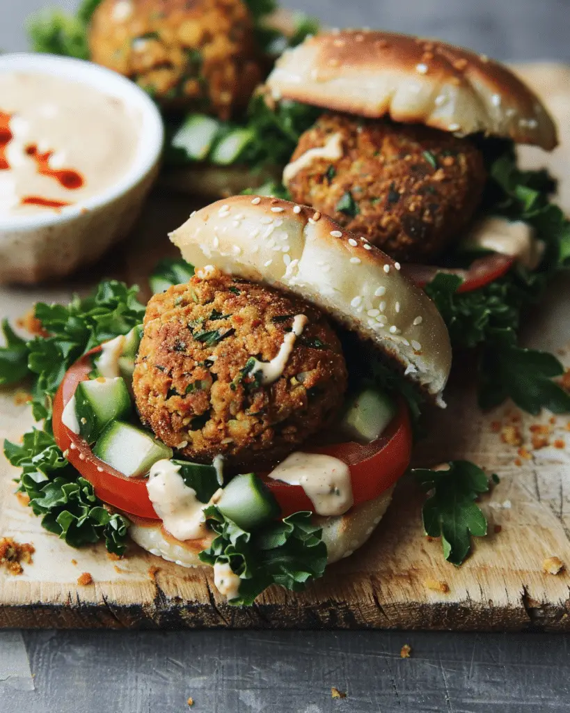 Baked Falafel Sliders with Maple Tahini Sauce