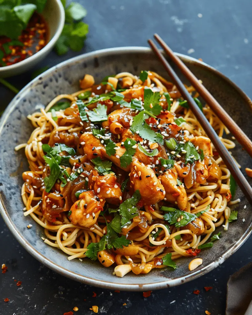 Sticky Garlic Chicken Noodles