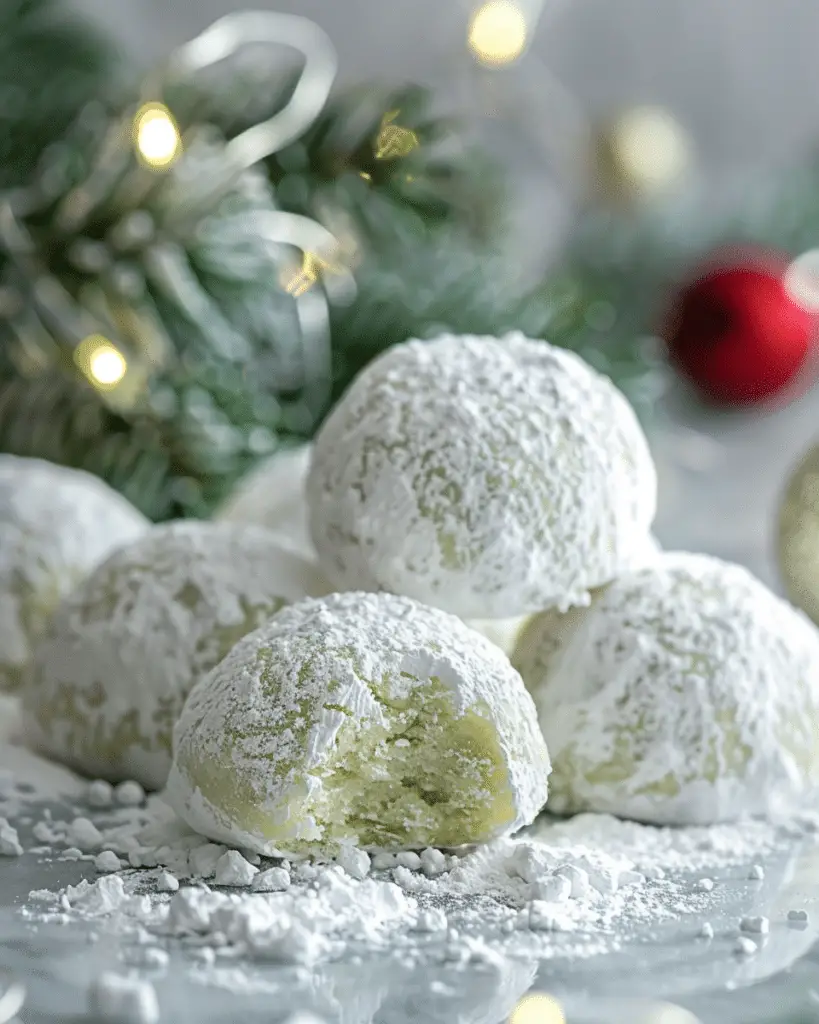 Grinch Snowball Cookies