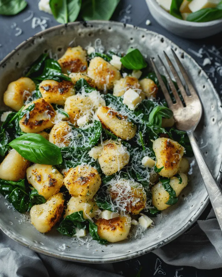 Crispy Gnocchi With Spinach and Feta