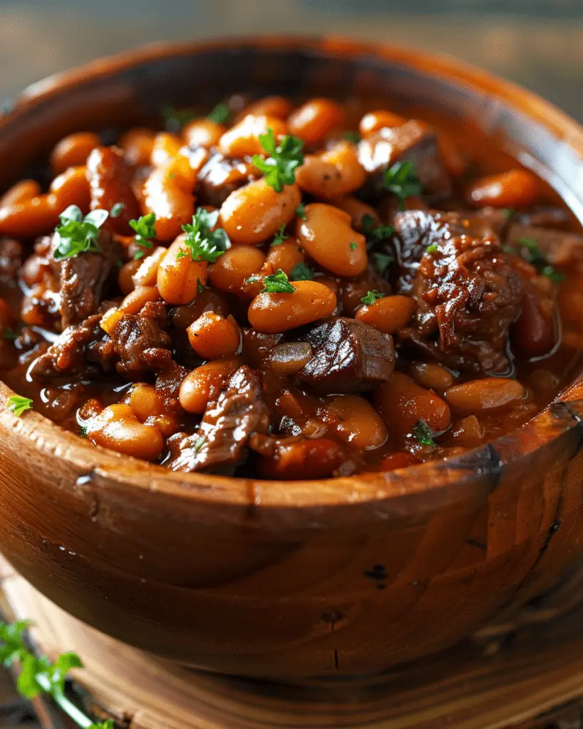 Slow Cooker Steakhouse Cowboy Baked Beans