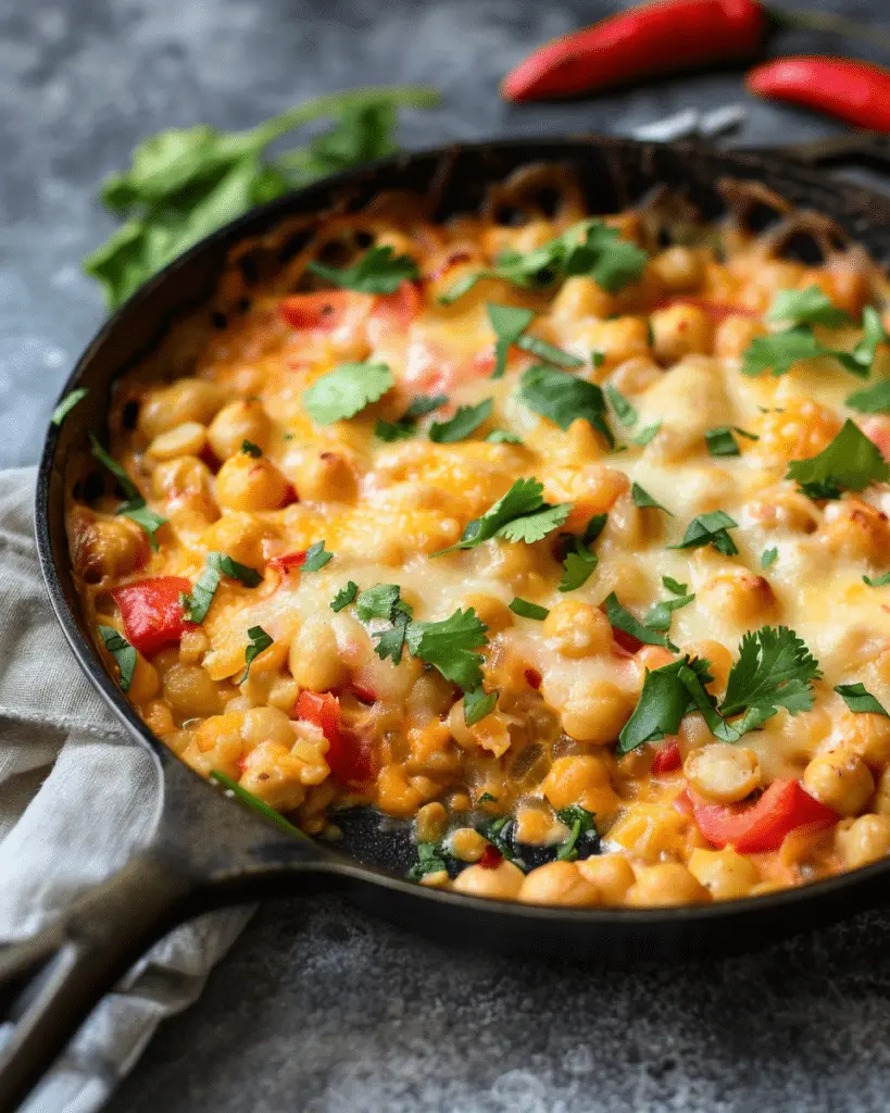 Irresistible Skillet Cheesy Chickpeas