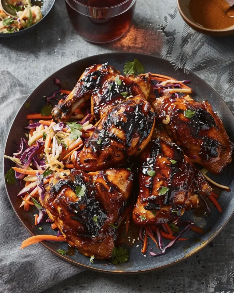 Sticky Apple Cider Chicken with Crisp Autumn Slaw