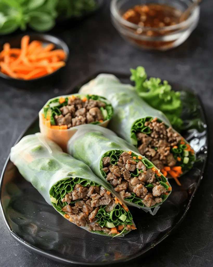 Delicious Lemongrass Beef Spring Rolls