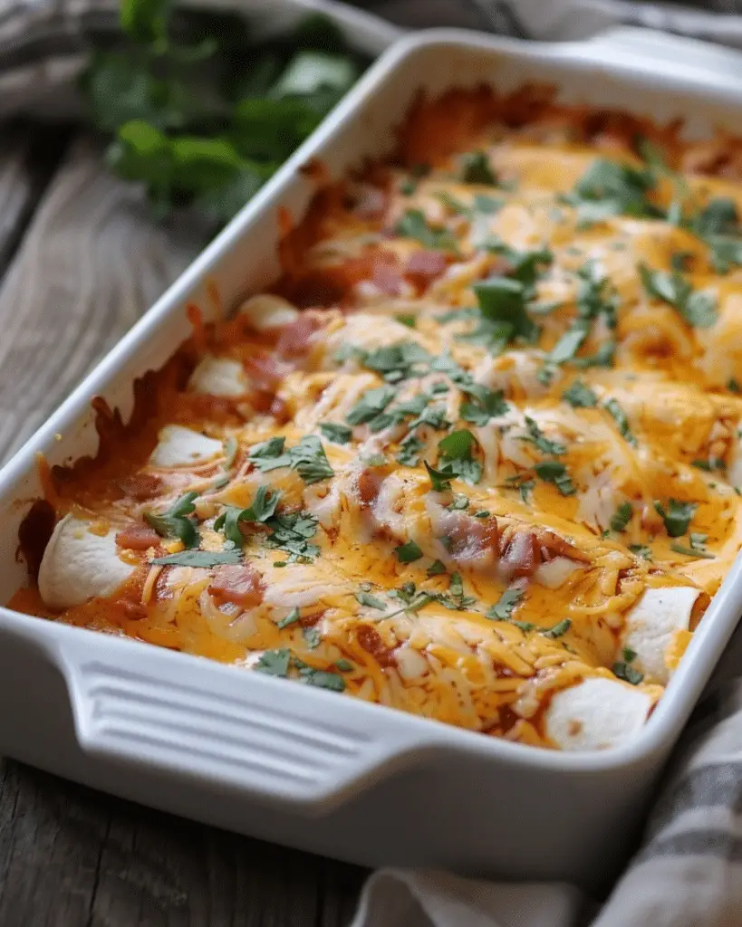 Beef and Cheese Overnight Breakfast Enchiladas