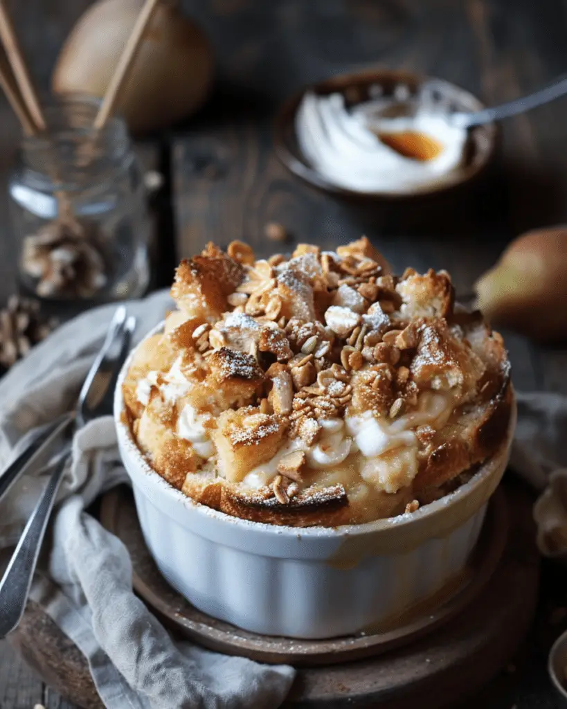 Best Cardamom Pear Bread Pudding
