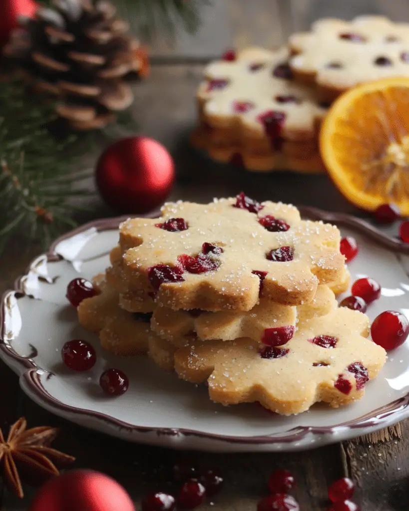 Cranberry Orange Shortbread Cookies