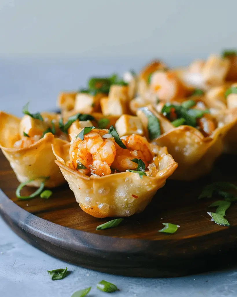 Sweet Chili Shrimp and Tofu Wonton Cups