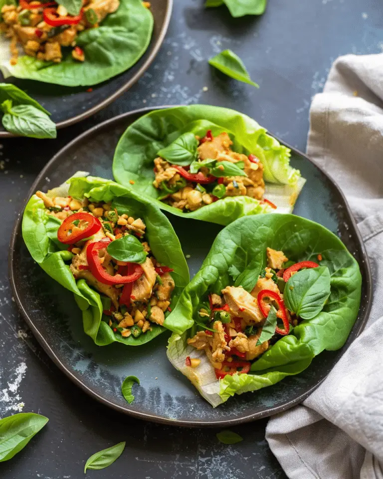 Thai Basil Chicken Lettuce Wraps