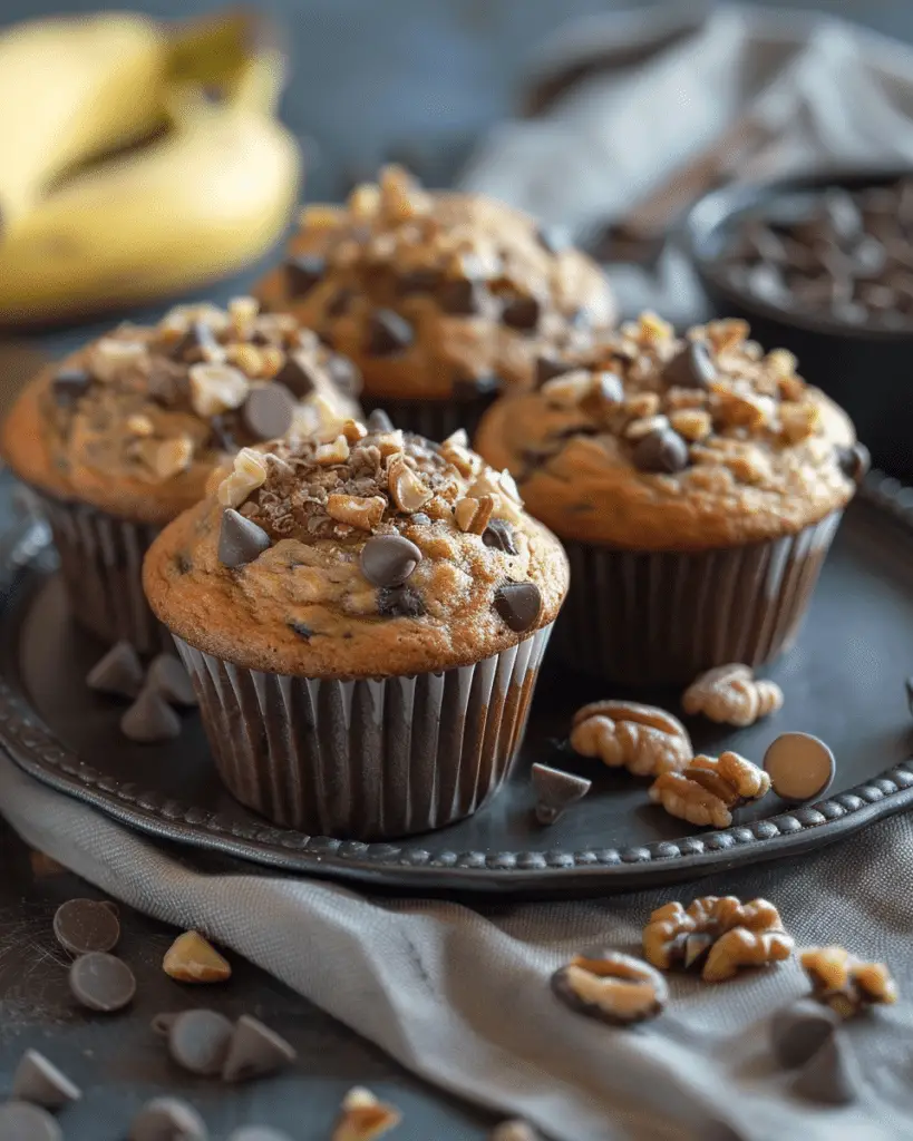 Banana Nut Chocolate Chip Muffins