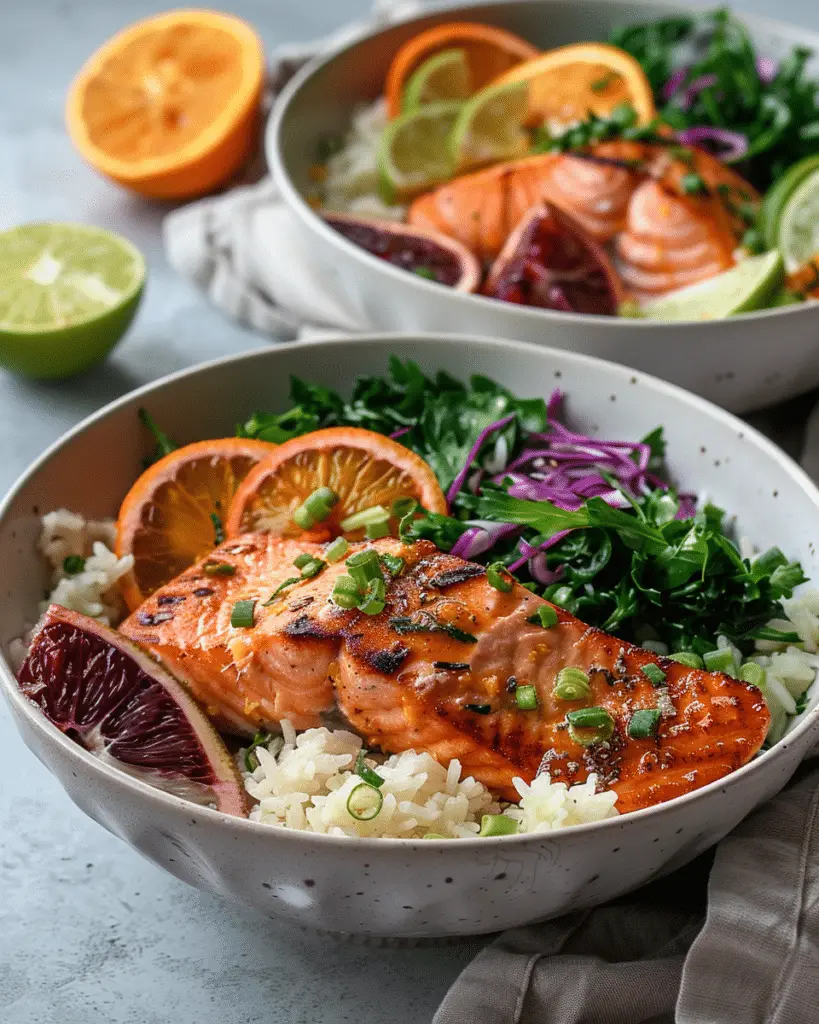 Crispy Orange Salmon Bowls