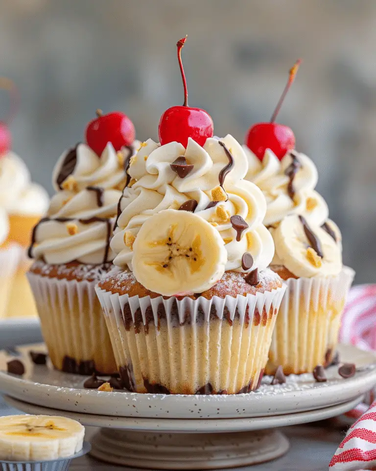 Homemade Banana Split Cupcakes