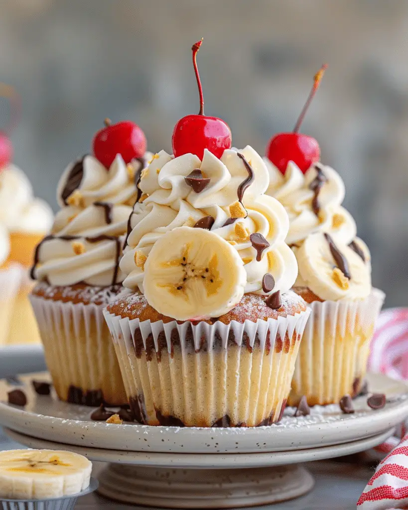 Homemade Banana Split Cupcakes