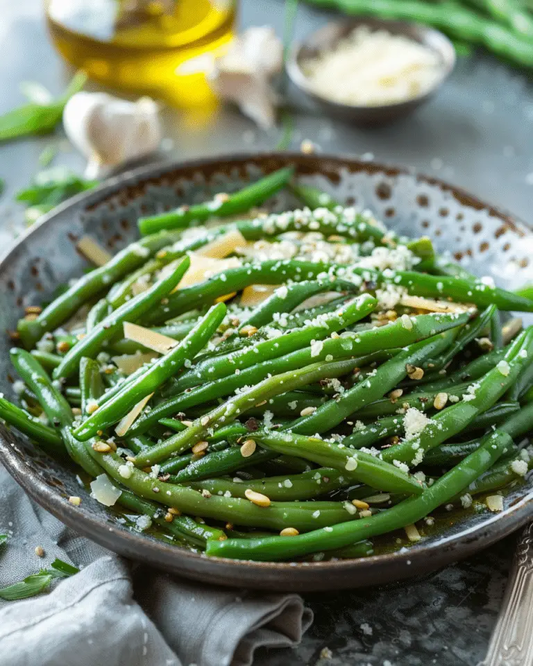 Garlic Green Beans with Olive Oil and Parmesan