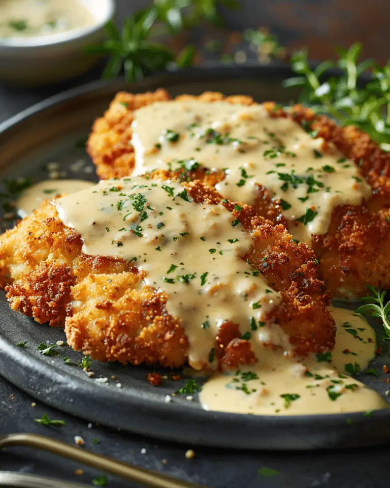 Crispy Parmesan Garlic Chicken with Creamy Herb Sauce