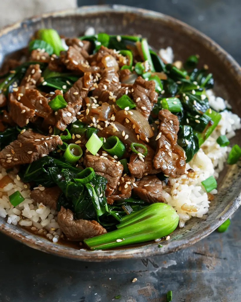 Chinese Ginger Beef Stir‑Fry with Baby Bok Choy