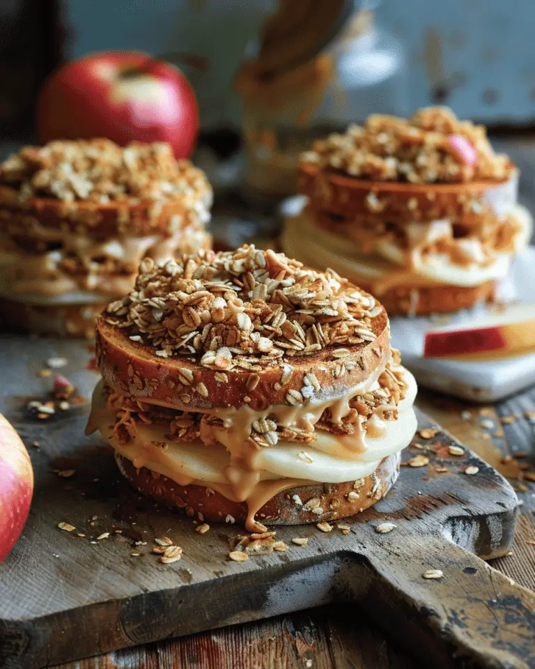 Peanut Butter Apple Sandwiches with Granola