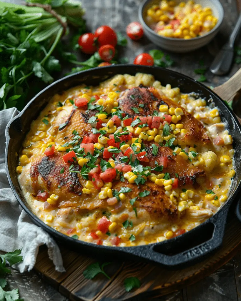 Southwest Creamed Corn and Chicken Skillet