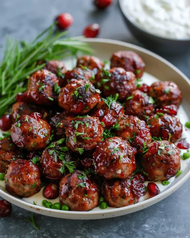 Cranberry Meatballs with Sour Cream Herb Dip