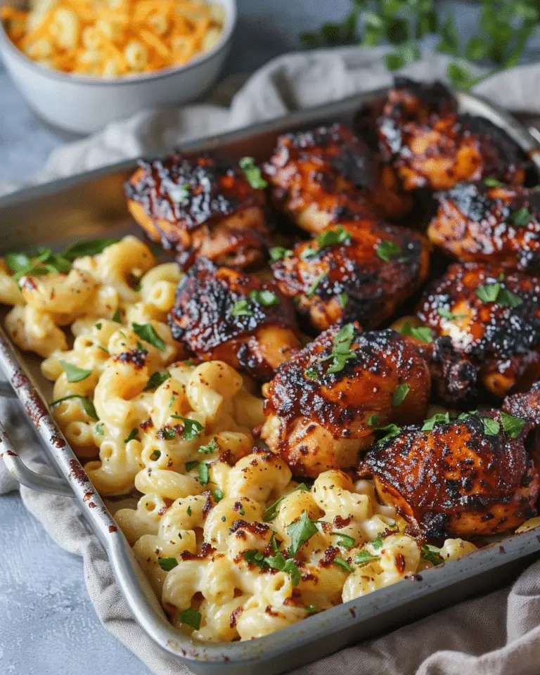 Sweet and Spicy Honey Pepper Chicken with Creamy Macaroni Cheese