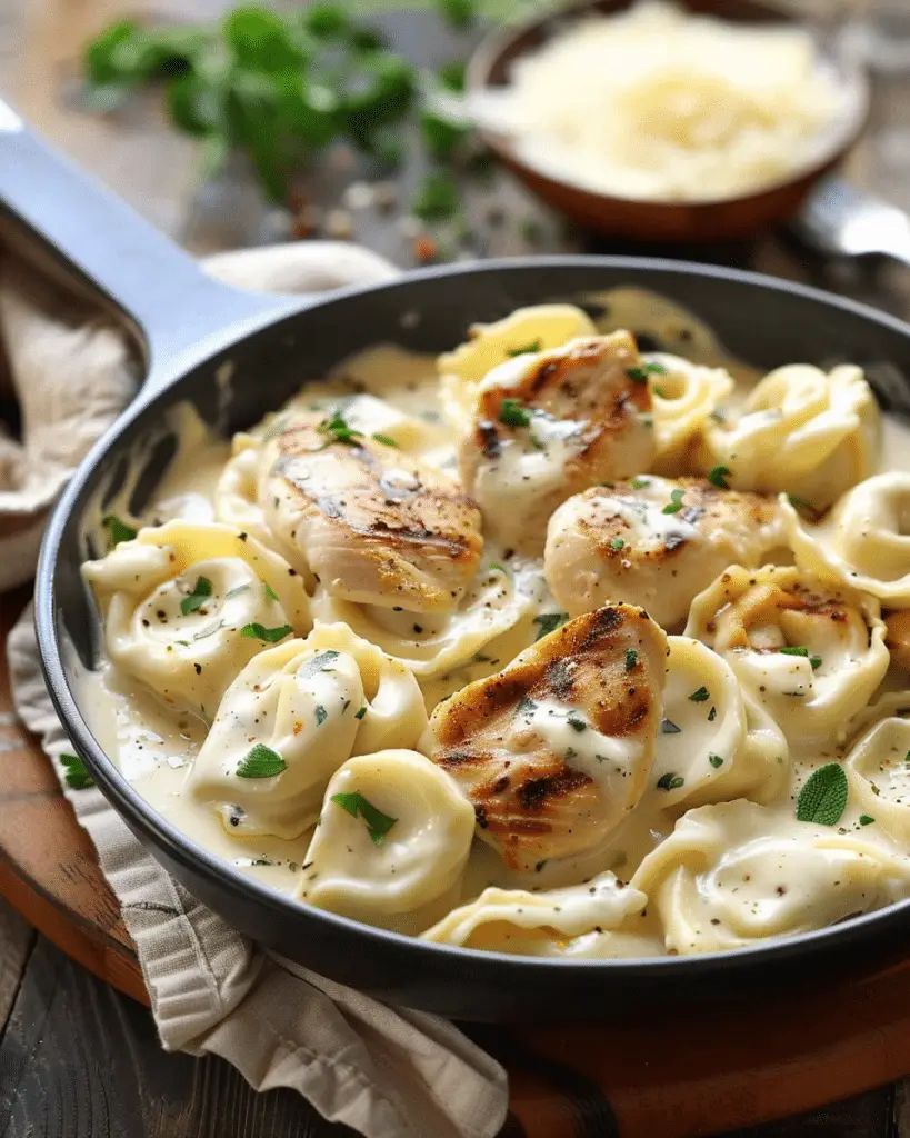 Asiago Tortellini Alfredo with Grilled Chicken