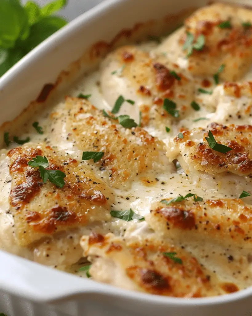 Baked Caesar Chicken with a Creamy Parmesan Sauce