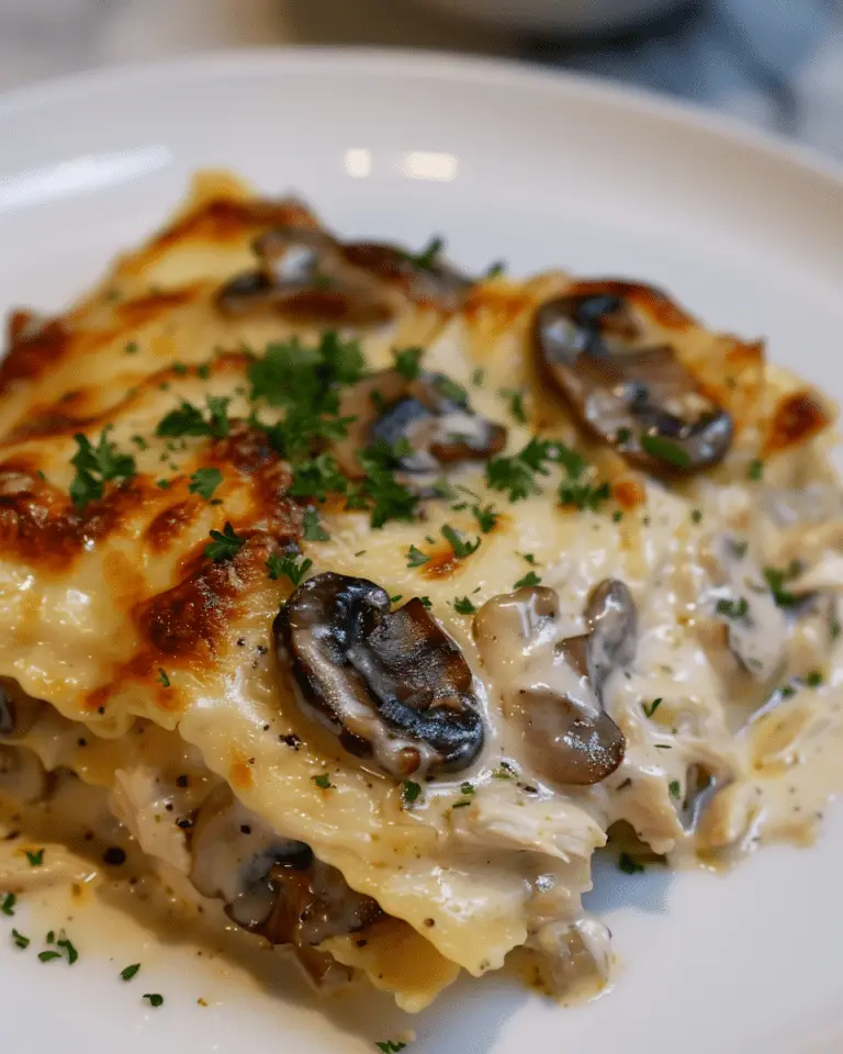 Mushroom Chicken Alfredo Lasagna