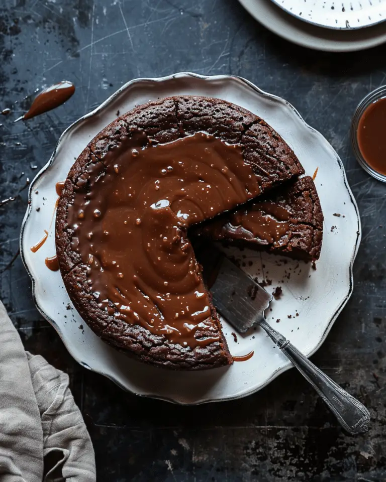 Warm Flourless Chocolate Cake with Caramel Sauce