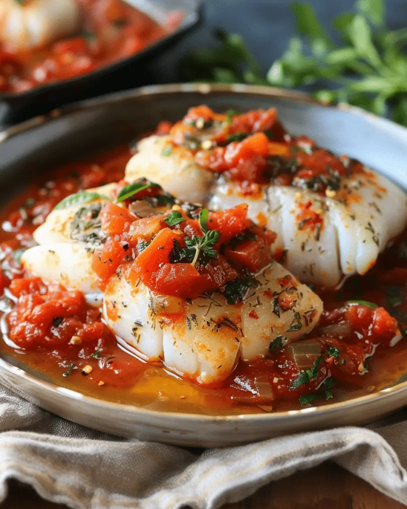 Pan-Seared Mediterranean Cod in Tomato Basil Sauce