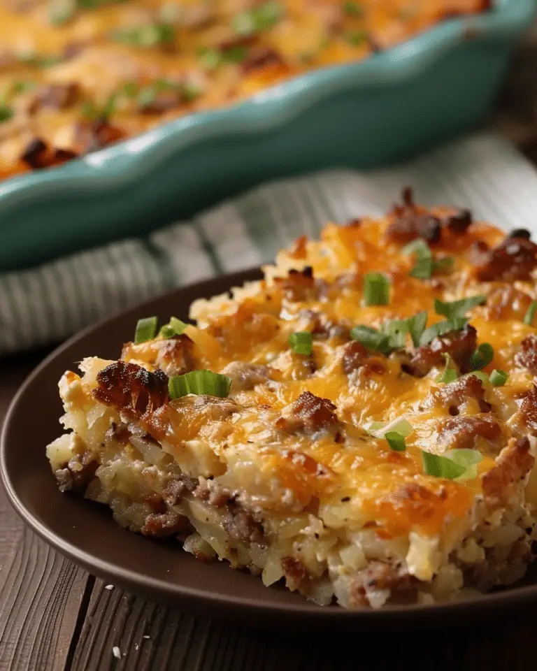 Sausage & Cream Cheese Hash Brown Breakfast Casserole