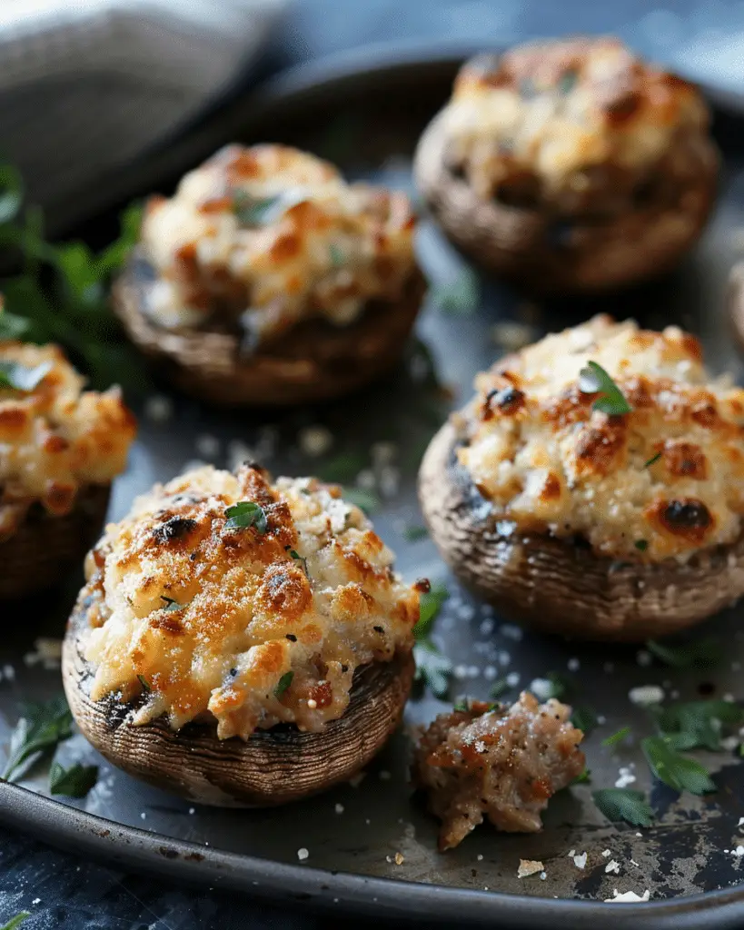 Parmesan and Sausage Stuffed Mushrooms
