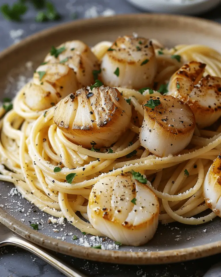 Creamy Tuscan Spaghetti with Jumbo Scallops